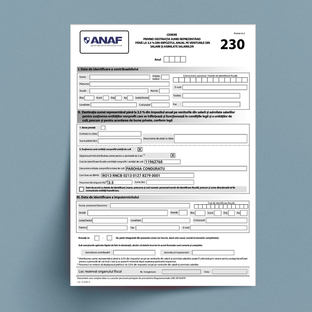 Donații Biserica - Redirectioneaza 3,5%